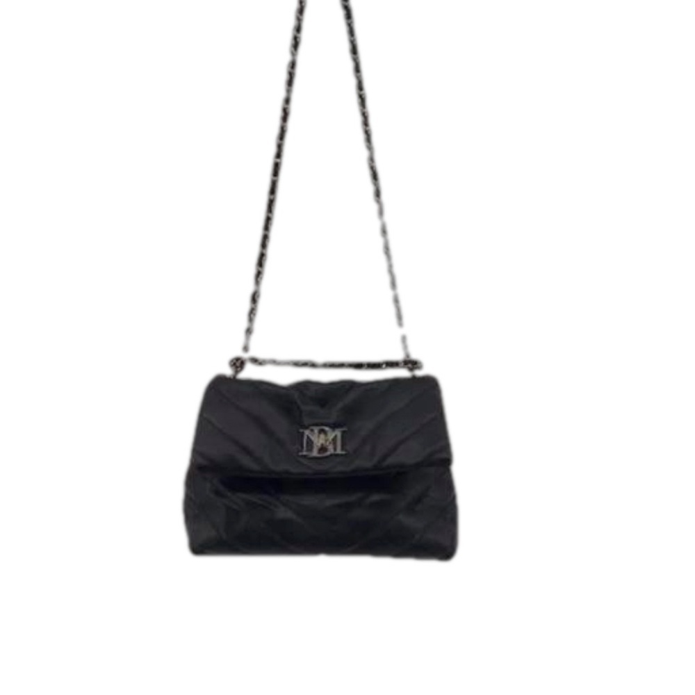 Badgley Mischka Black Vegan Leather Quilted Handbag - Picture 2 of 12